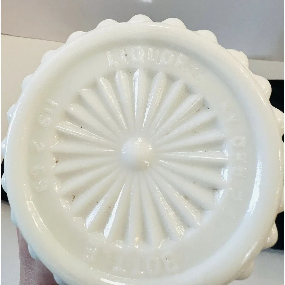 Vintage Jim Beam Milk Glass Decanter w Stopper | Scroll Grape Pattern